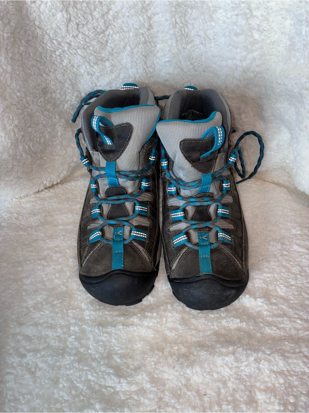 Keen Targhee II Mid Waterproof Gray and Teal Lace-Up Women's Hiking Boots